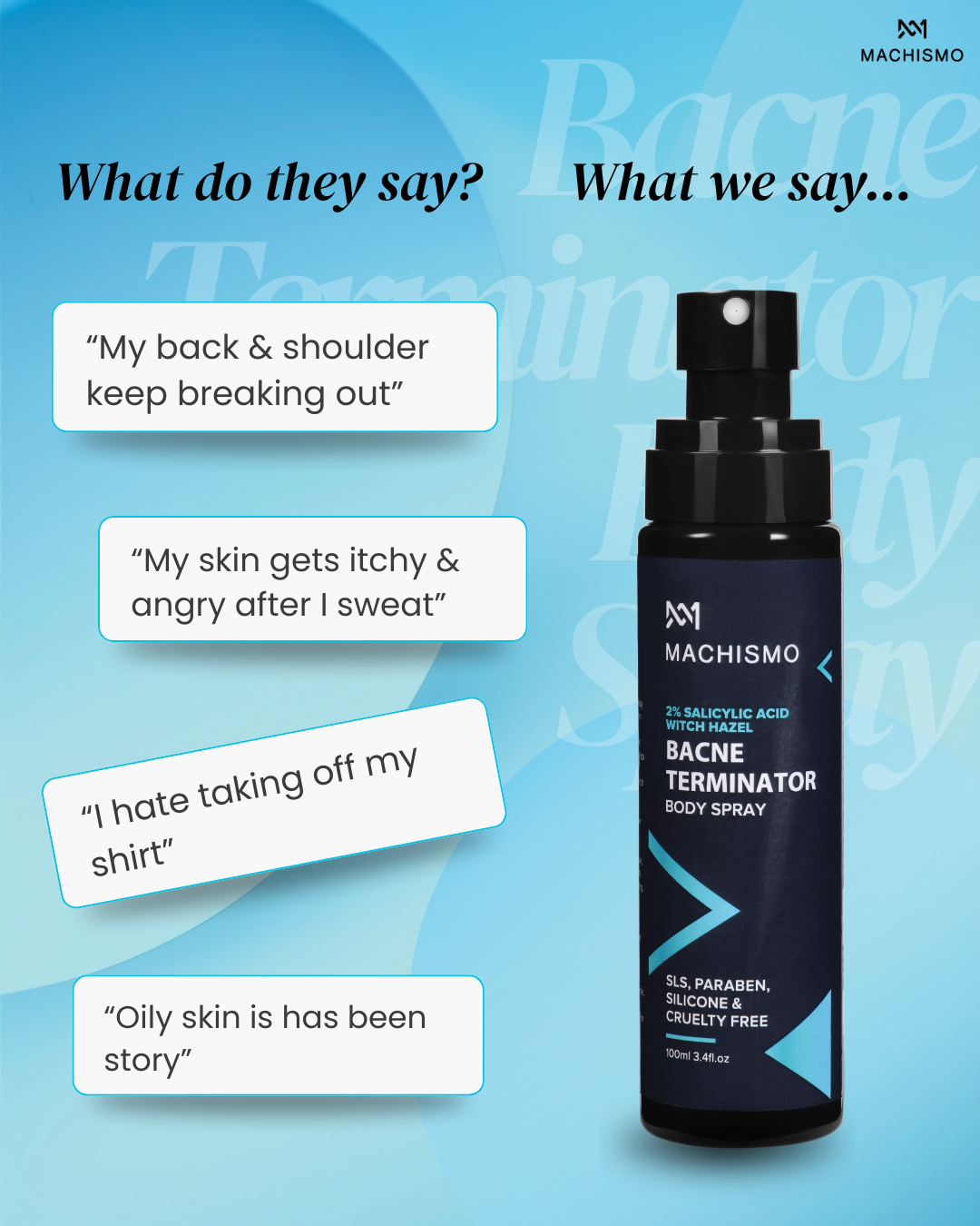 BACNE TERMINATOR BODY SPRAY WITH SALICYLIC ACID & WITCH HAZEL