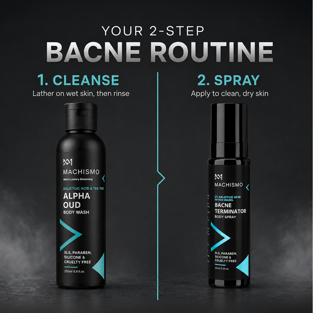 Bacne Terminator Complete Body Acne Care Combo – 2 Body Washes + 1 Body Spray